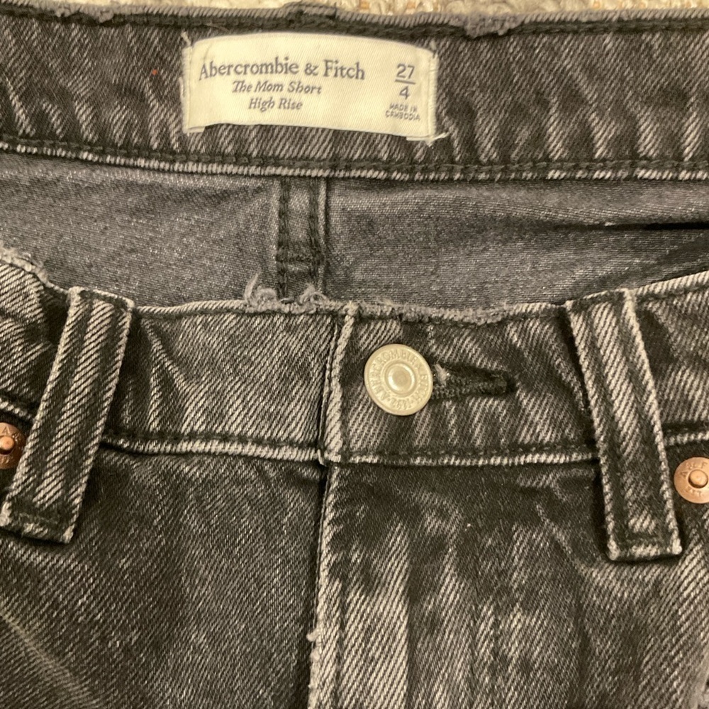 NWT Abercrombie & Fitch Distressed Mini Short Fringe Zip Fly Black Size 27 - Picture 12 of 16